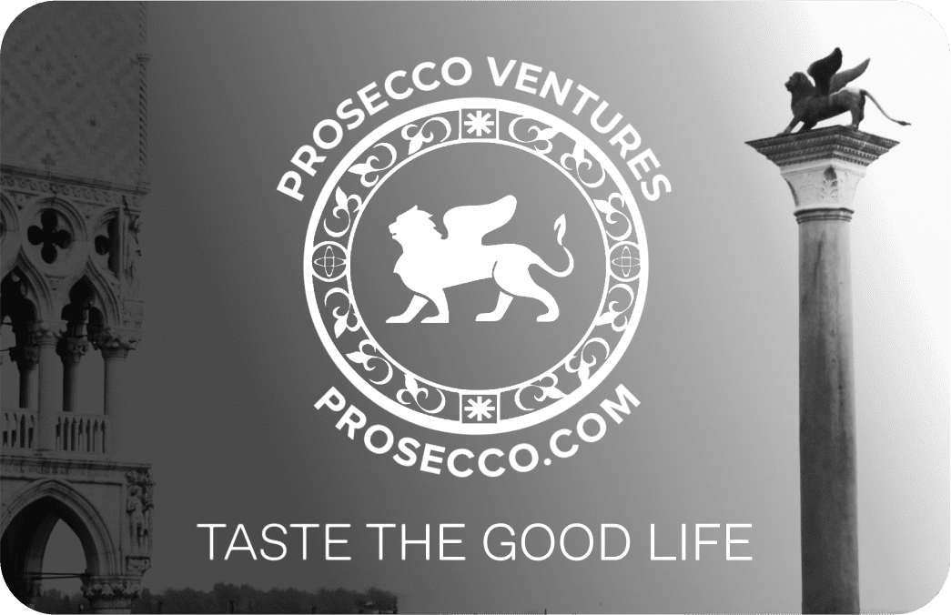 Il logo del leone alato di Prosecco Ventures rappresenta la forza, la resilienza e l'impegno per l'eccellenza del Veneto, disegnato da Michael Goldstein