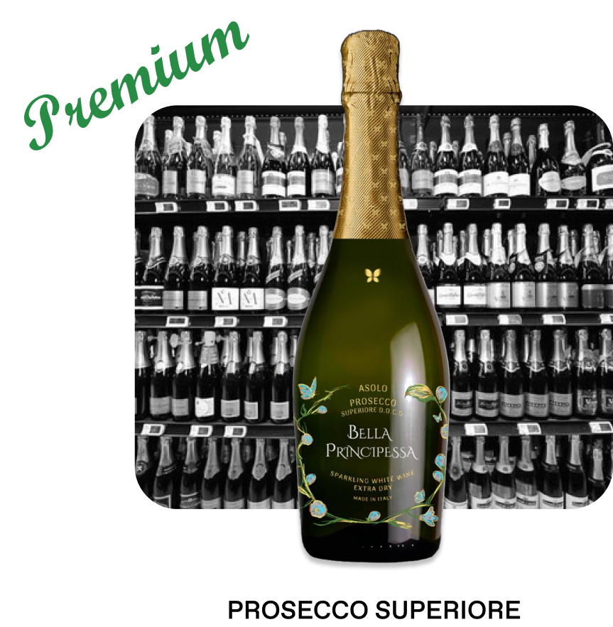 Il Prosecco Superiore DOCG di Bella Principessa è una squisita esperienza di lusso per i sensi.